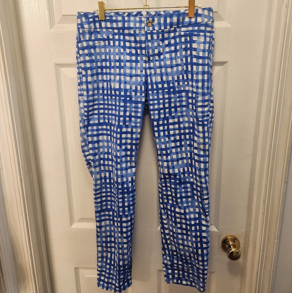 Lilly Pulitzer Blue White Printed Pants – Size 6